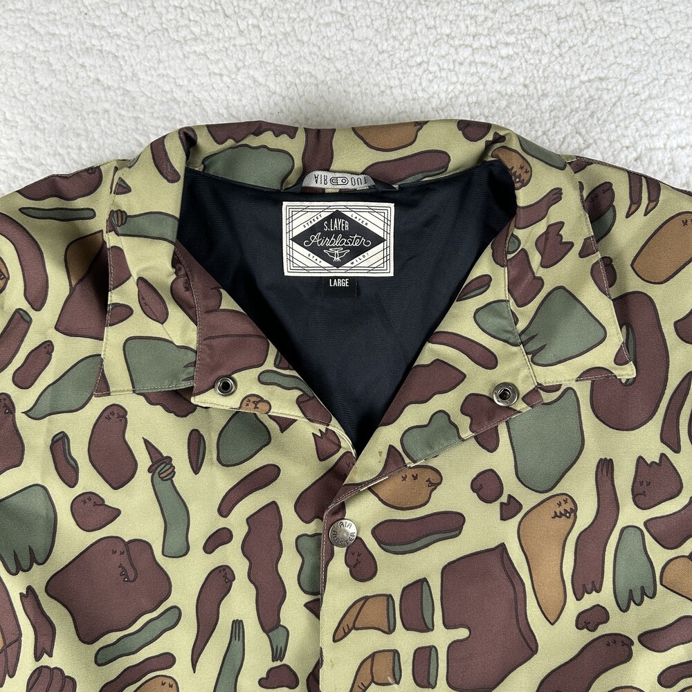Airblaster Jacket Mens Large Camo Duck Print Snap Coach Windbreaker Lined Canvas - Picture 6 of 16